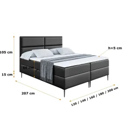 Łóżko kontynentalne z pojemnikiem, materacem i nóżkami AURA-FC 120x200 cm