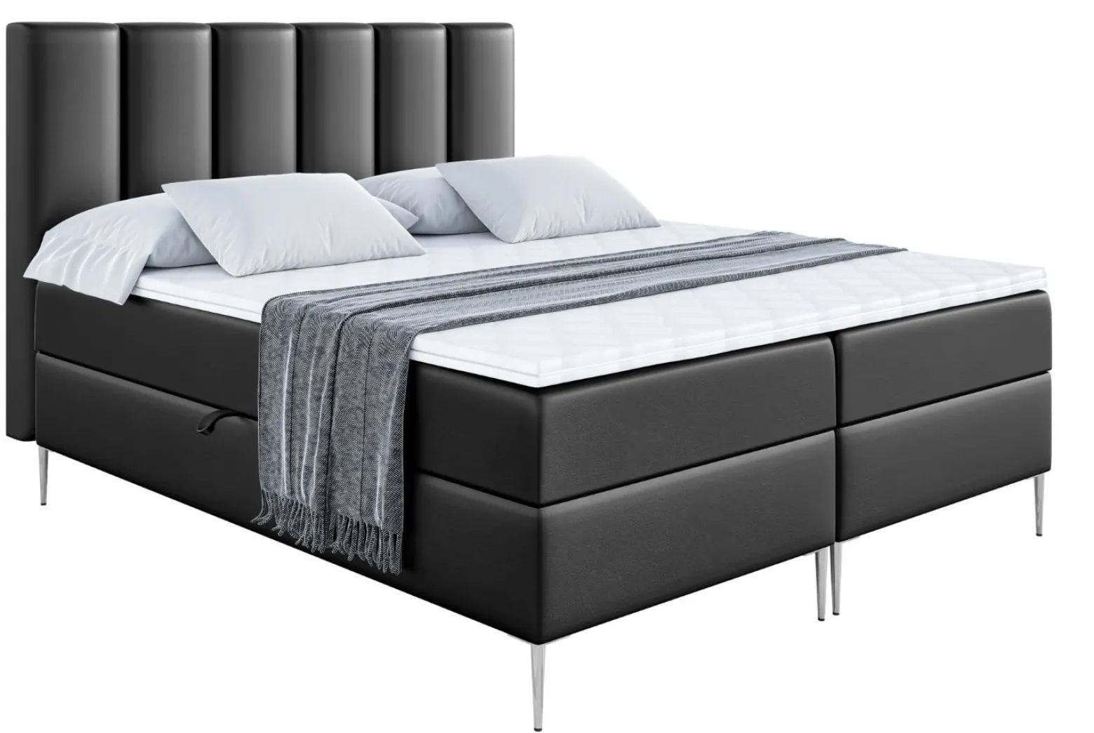 Łóżko kontynentalne z pojemnikiem, materacem i nóżkami BOXI1-FS 120x200 cm