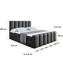 Łóżko kontynentalne z pojemnikiem BOXI1-Z - 120 x 200 cm