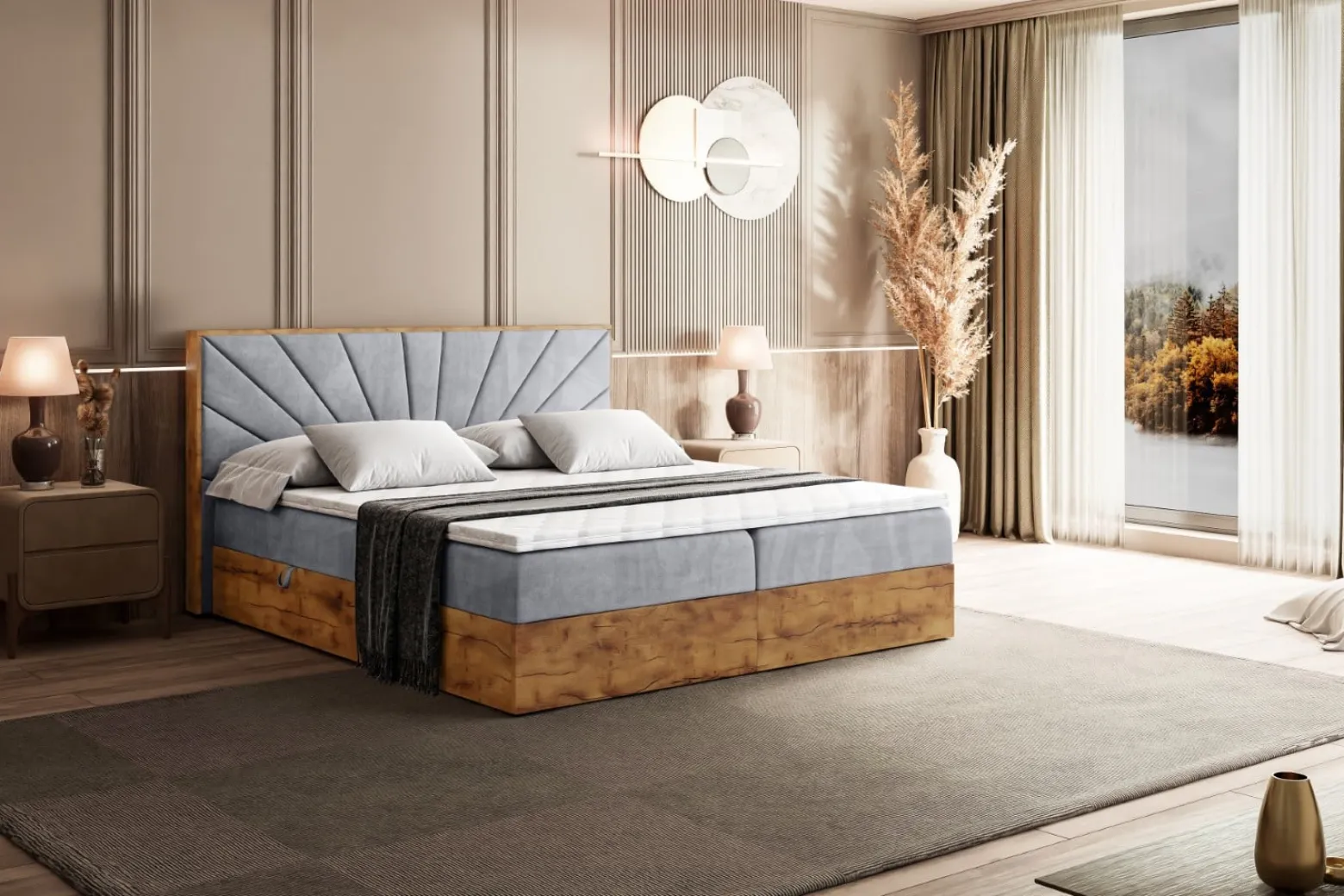 Łóżko kontynentalne z pojemnikiem i materacem H3 LOLLI6 - 120x200cm