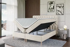 Łóżko kontynentalne z pojemnikiem, materacem i nóżkami BOXI8-FD 120x200 cm