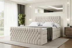 Łóżko kontynentalne z pojemnikiem i materacem H3|H4 SERENE-Z KING 120x200cm