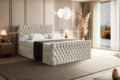 Łóżko kontynentalne z pojemnikiem i materacem H3|H4 SERENE-Z KING 120x200cm