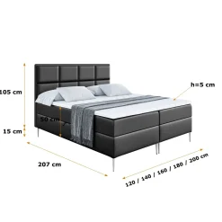 Łóżko kontynentalne z pojemnikiem, materacem i nóżkami NOVA-FS 120x200 cm