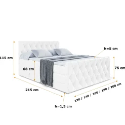 Łóżko kontynentalne z pojemnikiem AMAY-Z KING - 120x200