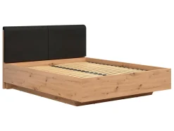 Łóżko Lamea 160x200 z pojemnikiem i stelażem otwieranym od frontu dąb artisan/czarny