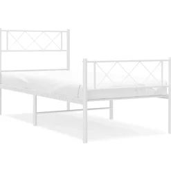 Łóżko Metalowe Rama Łóżka Ze Stelażem Do Pokoju Sypialni Biała 80x200 cm