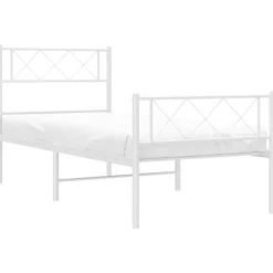 Łóżko Metalowe Rama Łóżka Ze Stelażem Do Pokoju Sypialni Biała 80x200 cm