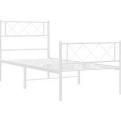 Łóżko Metalowe Rama Łóżka Ze Stelażem Do Pokoju Sypialni Biała 80x200 cm