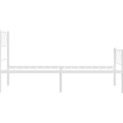 Łóżko Metalowe Rama Łóżka Ze Stelażem Do Pokoju Sypialni Biała 80x200 cm