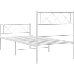 Łóżko Metalowe Rama Łóżka Ze Stelażem Do Pokoju Sypialni Biała 80x200 cm