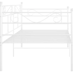 Łóżko Metalowe Rama Łóżka Ze Stelażem Do Pokoju Sypialni Biała 90x200 cm
