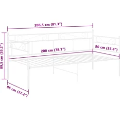 Łóżko Metalowe Rama Łóżka Ze Stelażem Do Pokoju Sypialni Biała 90x200 cm