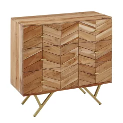 Komoda 90 cm Drewno Akacjowe Metalowa Szafka 3 Szuflady do Salonu