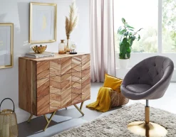Komoda 90 cm Drewno Akacjowe Metalowa Szafka 3 Szuflady do Salonu