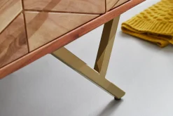 Komoda 90 cm Drewno Akacjowe Metalowa Szafka 3 Szuflady do Salonu
