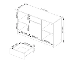Komoda AKORD B17 Dąb Sonoma 120 cm mat 6 półek 120x40x77 cm