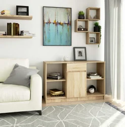 Komoda AKORD B17 Dąb Sonoma 120 cm mat 6 półek 120x40x77 cm