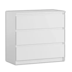 Komoda BASIC 3 szuflady – Biała | 80x75x40 cm