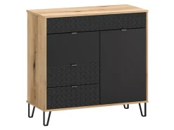 Komoda Bellano 94 cm z 2 drzwiami i 2 szufladami dąb evok/czarny