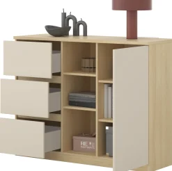 Komoda 120 cm z szufladami i półkami TERRA