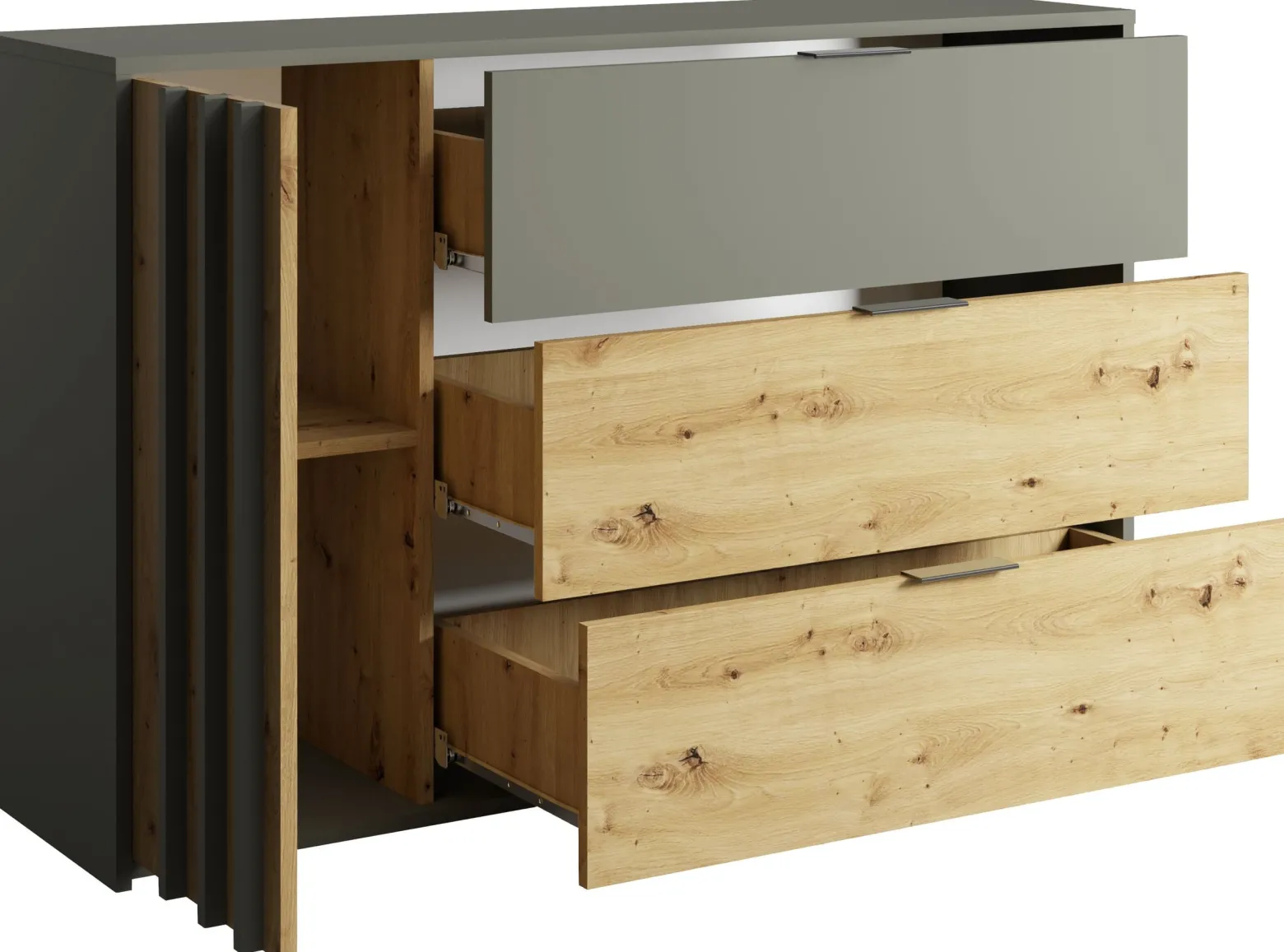 Komoda 125 cm z szufladami RUSTICA szary grafit