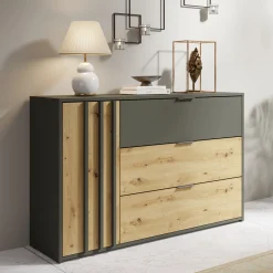 Komoda 125 cm z szufladami RUSTICA szary grafit
