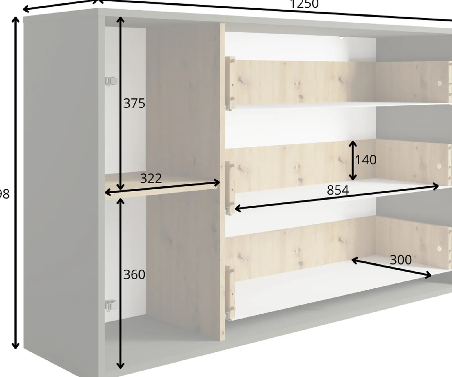 Komoda 125 cm z szufladami RUSTICA szary grafit