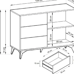 Komoda CRYSTAL 05 czarny / dąb evoke