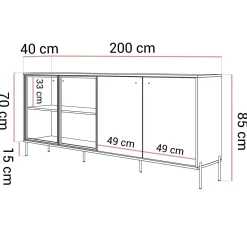 Komoda czterodrzwiowa ISA 4D z oświetleniem LED na wysokich nóżkach