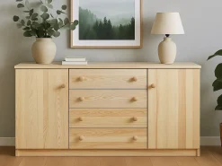 Komoda drewniana II EKO, kolor sosna naturalna lakierowana
