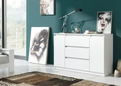 Komoda 2 drzwi 3 szuflady 140cm biała