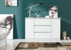 Komoda 2 drzwi 3 szuflady 140cm biała