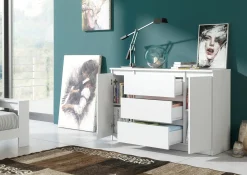 Komoda 2 drzwi 3 szuflady 140cm biała