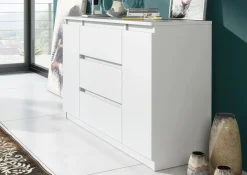 Komoda 2 drzwi 3 szuflady 140cm biała