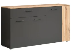 Komoda Esteban 150 cm z 4 drzwiami i szufladą grafit/dąb evok