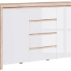 Komoda Kaspian 144 cm z 2 drzwiami i 4 szufladami dab sonoma/biały połysk