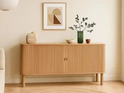 Komoda Ligna 80x160 z drzwiami lamelowymi, Oak lacquered