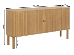 Komoda Ligna 80x160 z drzwiami lamelowymi, Oak lacquered
