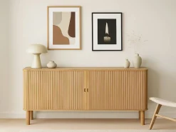Komoda Ligna 80x160 z drzwiami lamelowymi, Oak lacquered