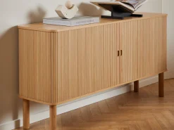 Komoda Ligna 80x160 z drzwiami lamelowymi, Oak lacquered