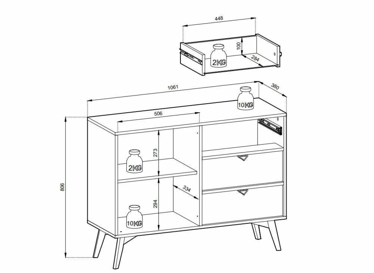 Komoda Lugano Wood 3 szuflady, 1 szafka