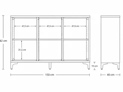 Komoda LUXE ryflowane fronty kolor kaszmir + złote dodatki