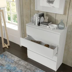 Komoda MAJA S4 90 cm biały mat 4 szuflady stojąca na cokole