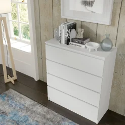 Komoda MAJA S4 90 cm biały mat 4 szuflady stojąca na cokole