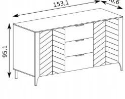 Komoda MALUBA 153 cm kaszmir z wzorem JODEŁKI