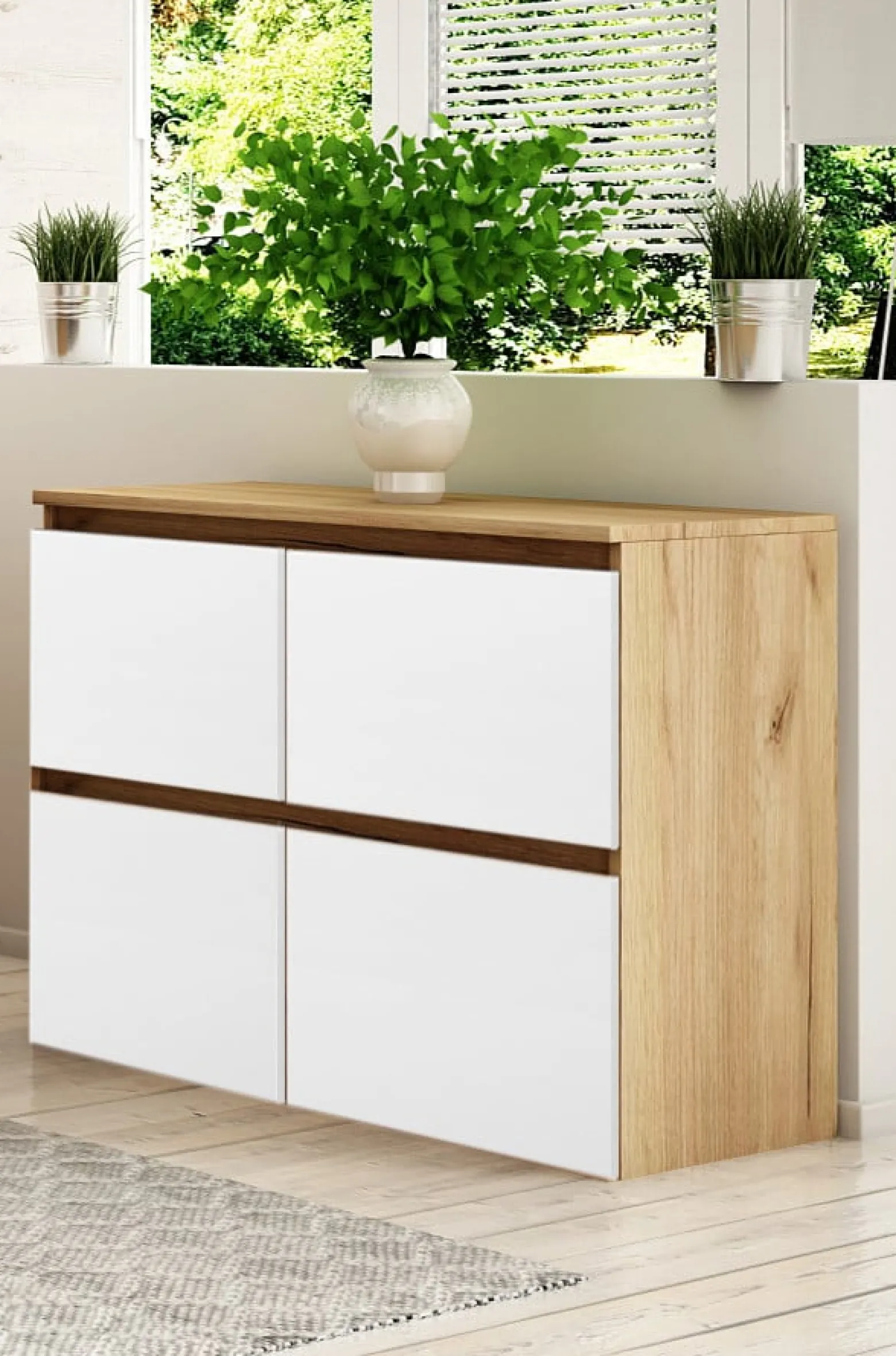 Komoda Megan 90 K4 Dąb Craft Złoty / Biały 90X45X75 Cm