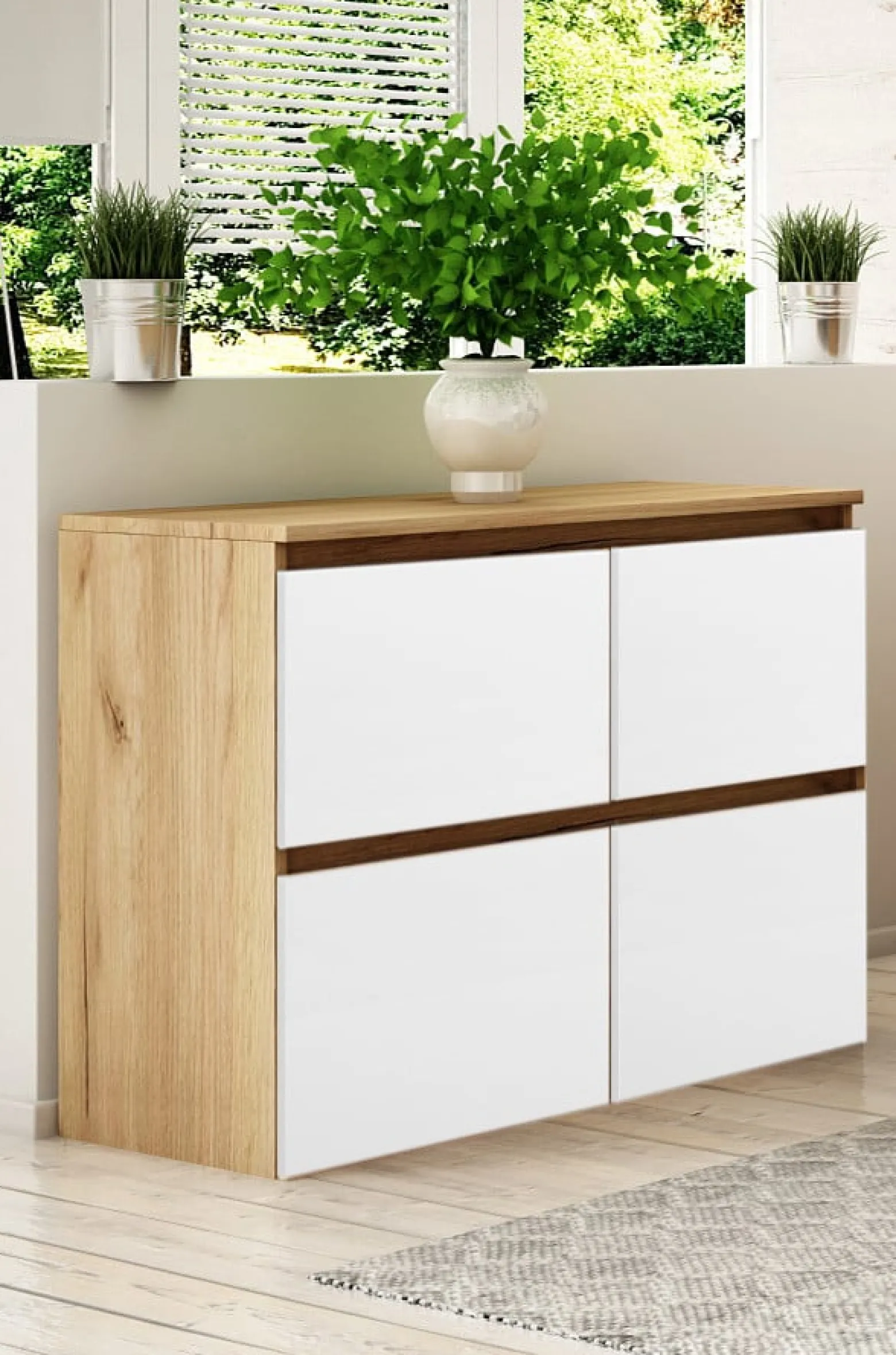 Komoda Megan 90 K4 Dąb Craft Złoty / Biały 90X45X75 Cm