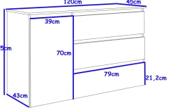 Komoda Megan 120 K5 Dąb Craft Złoty 120X45X75 Cm