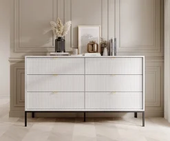 Komoda NEW w stylu glamour KS154 - biała + st. czarny
